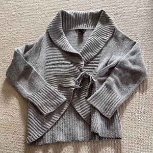 Willi Smith Gray Ribbed Cardigan with Tie Front